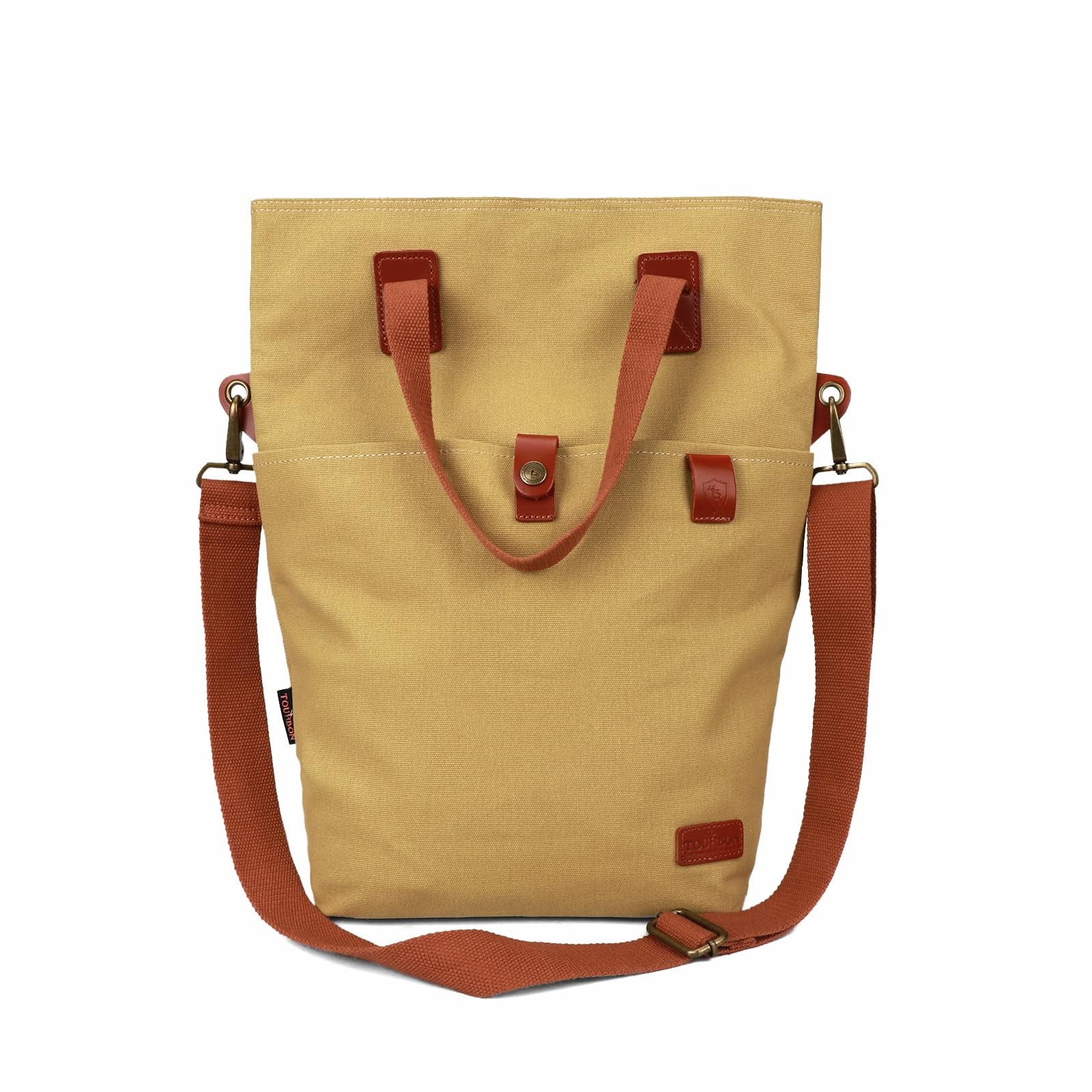 Canvas Clip-On Quick-Release Bike Panniers Women's Shoulder Tote Bag - Khaki