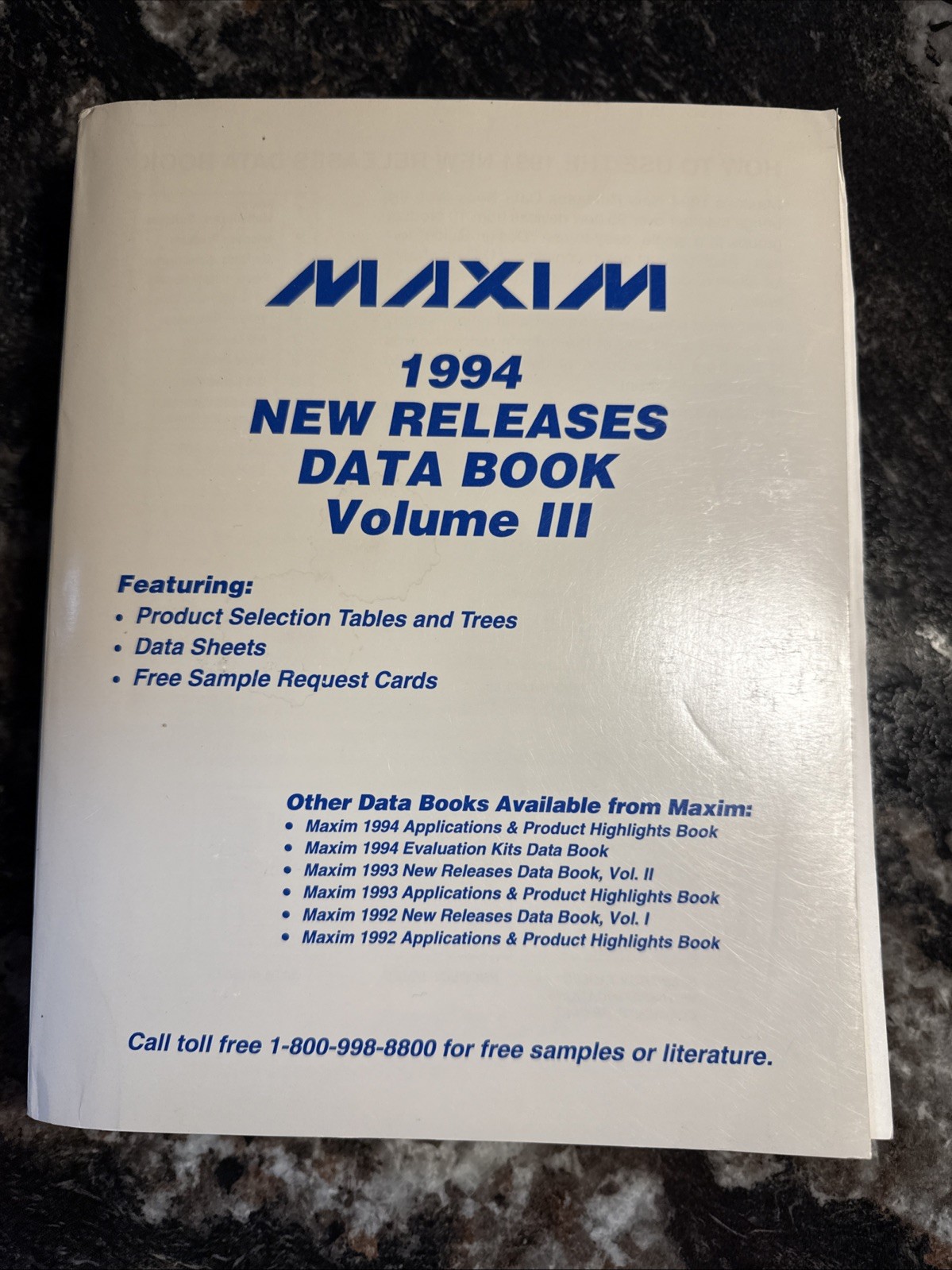 Maxim 1994 New Releases Data Book Volume III Excellent Condition