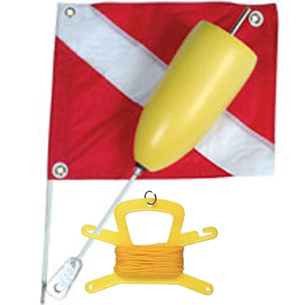 Torpedo Foam Dive Float w/ 14x18 Nylon Dive Flag & 100FT Poly Line