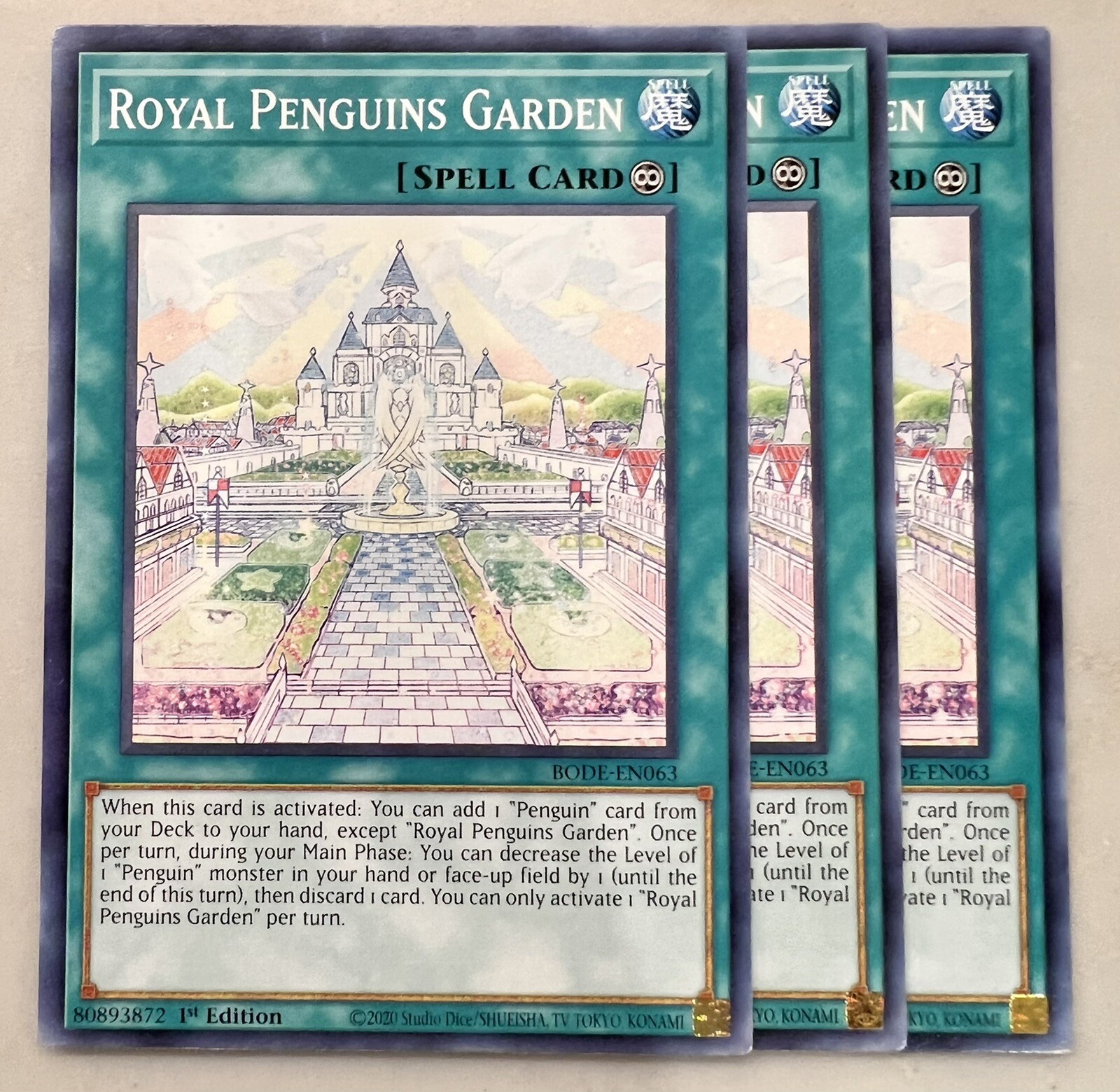 Yugioh! 3x Royal Penguins Garden BODE-EN063 Common 1st Ed NM