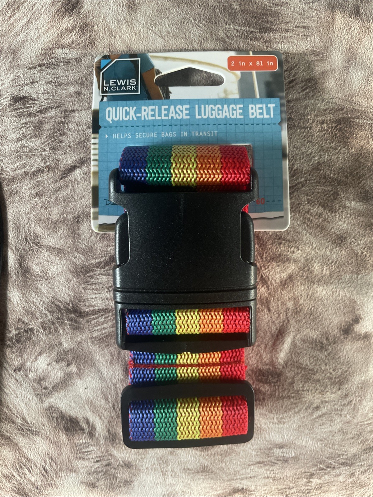 One Lewis-N-Clark Rainbow Luggage Belt Quick Release Travel  2" By 81" New