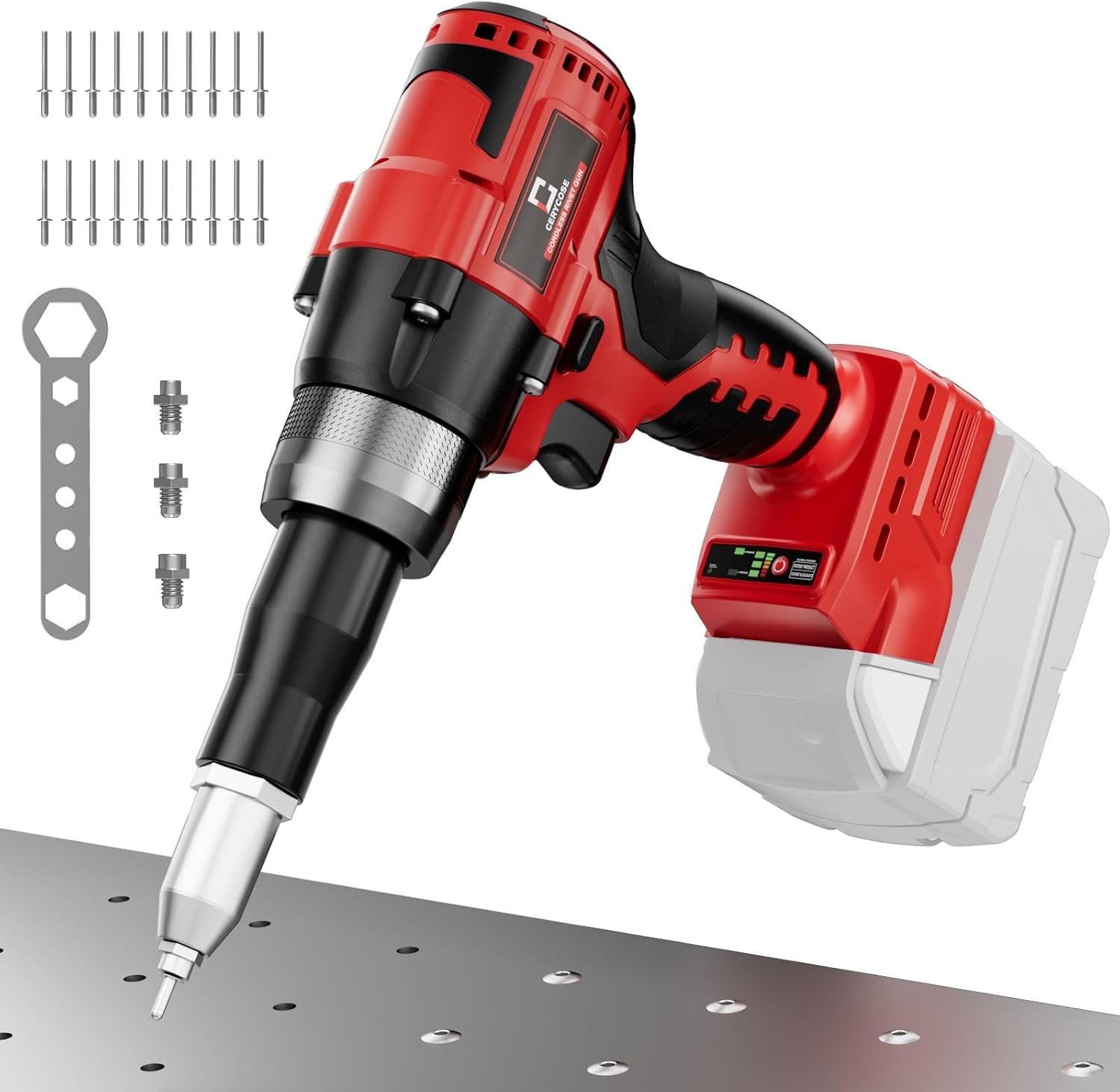 Pop Rivet Gun for Milwaukee 18V Battery, Cordless Tool with 3 Size...