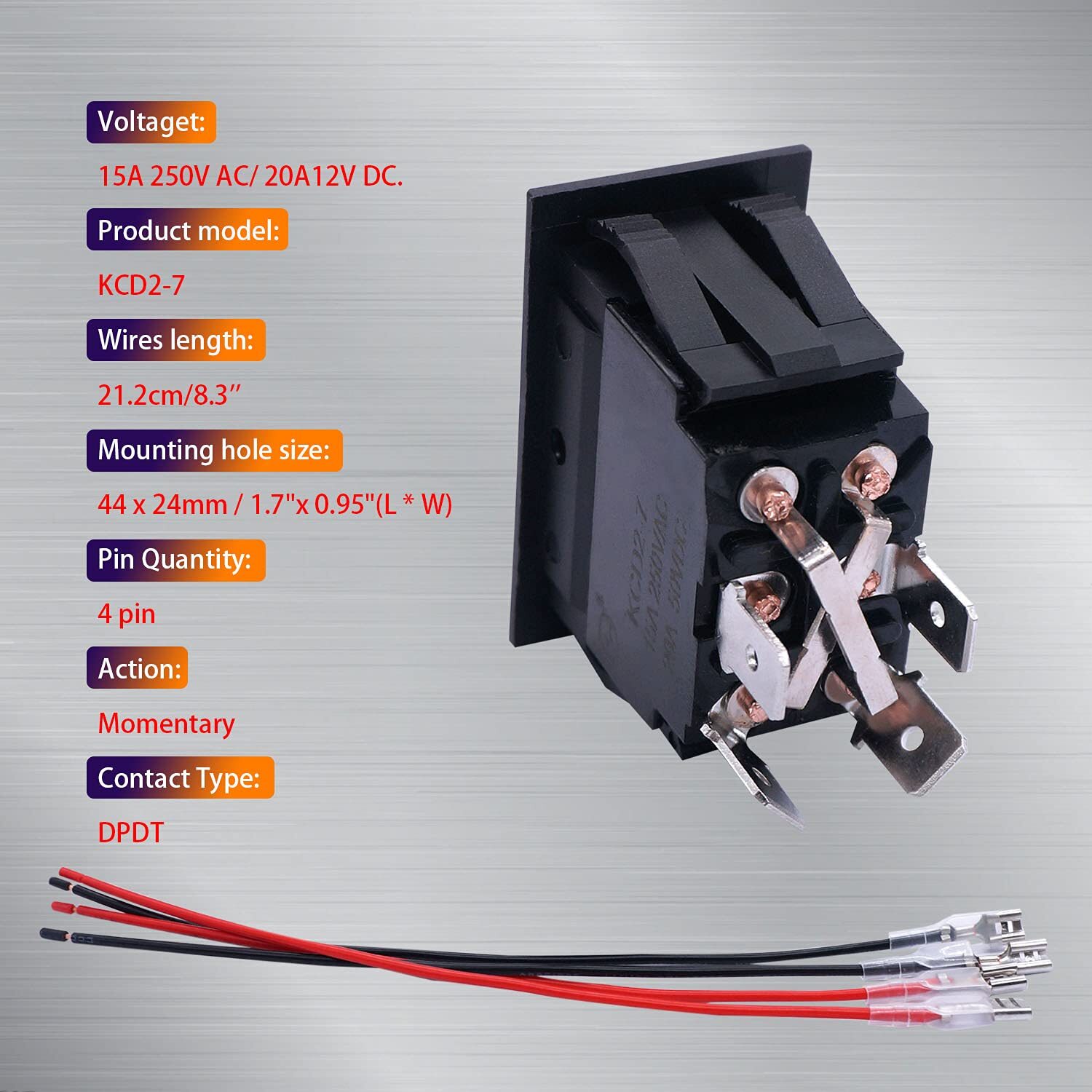 12V Reverse Polarity Switch Momentary Power Jack Rocker Switch DC Motor Control