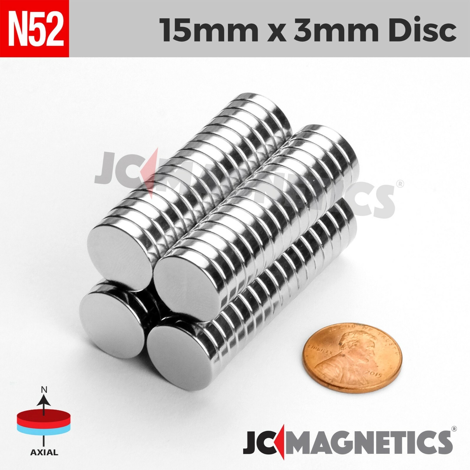 15mm x 3mm N52 Rare Earth Neodymium Magnet Round Discs 15x3mm