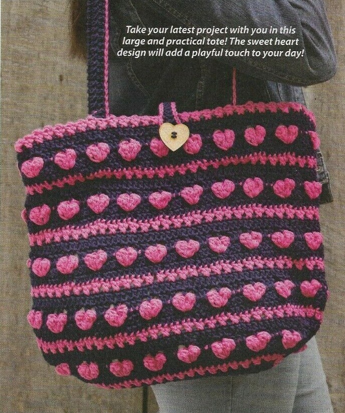 HEARTBEAT TOTE PURSE HANDBAG CROCHET PATTERN INSTRUCTIONS