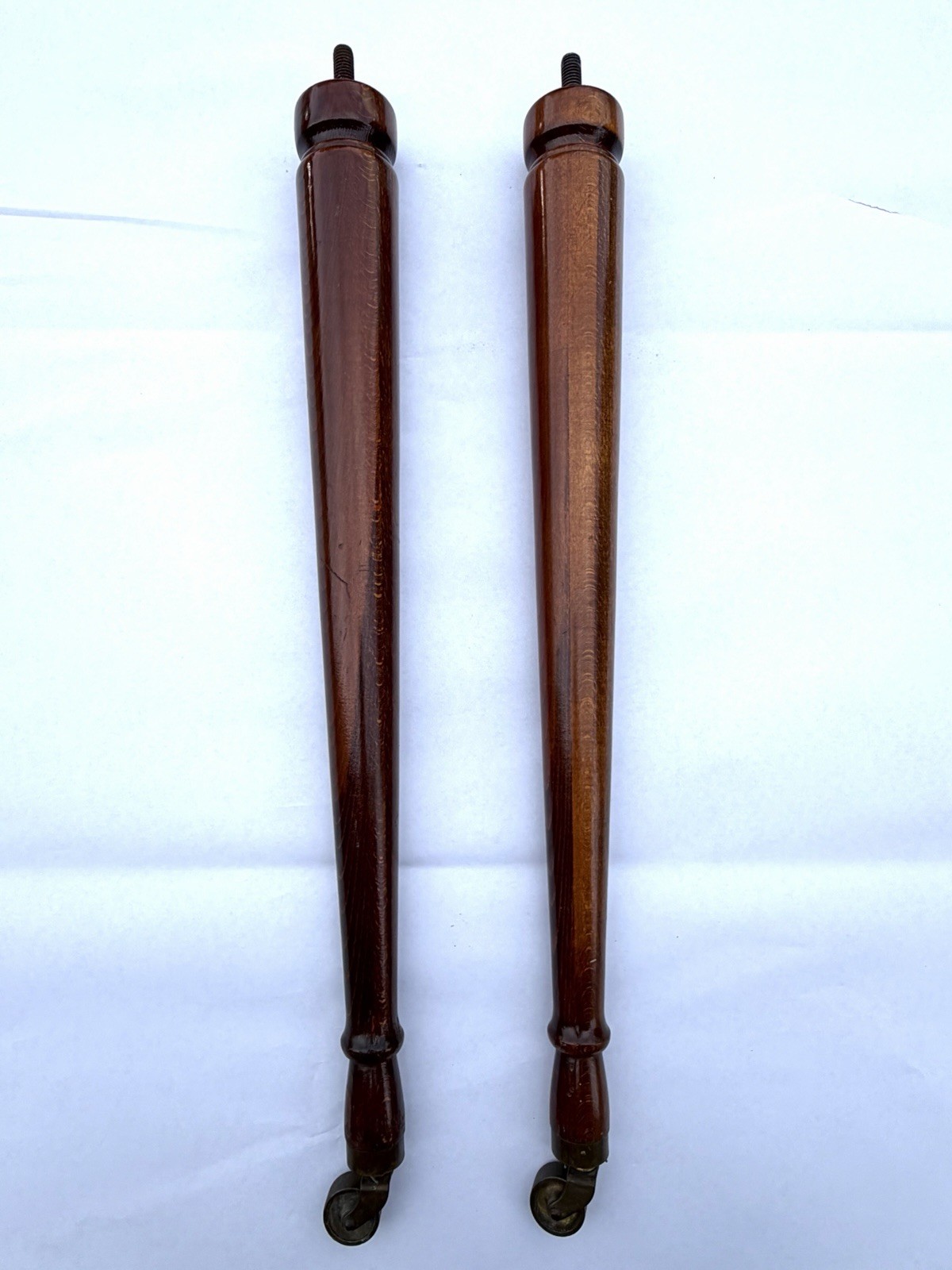 Pair Of Round Piano Red Mahogany Legs Salvaged From Wurlitzer Piano 25”