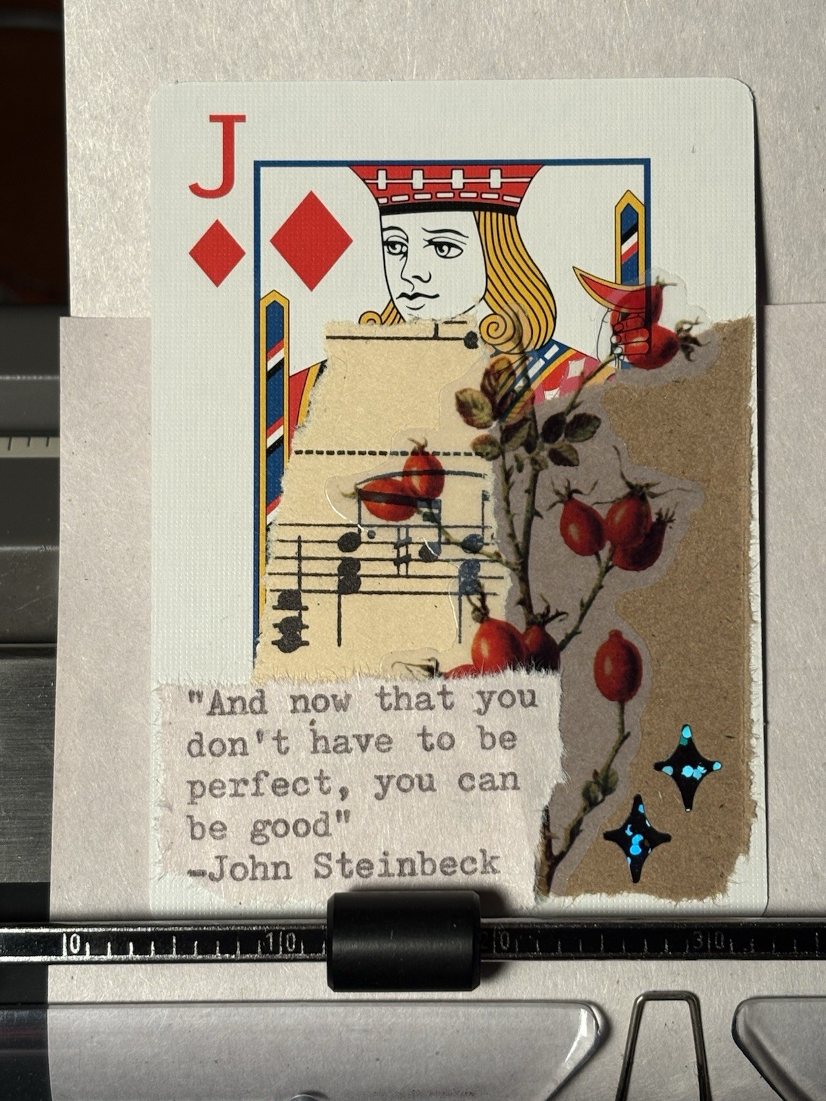 ACEO John Steinbeck Berry Mixed Media Art Card 318/365 Mazerzine Quote COA