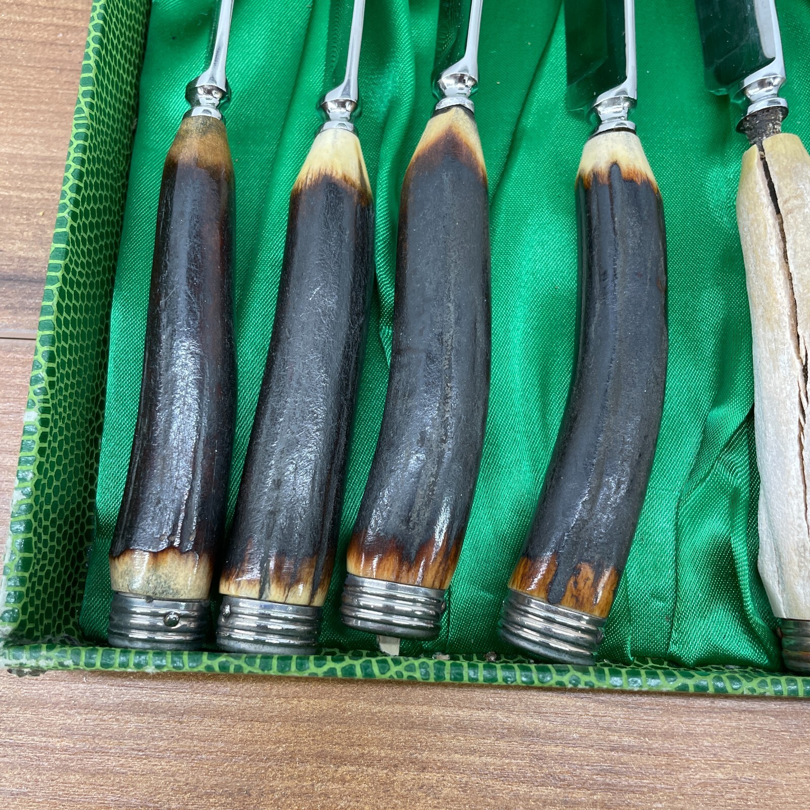 Bone Stag Stainless Germany Cutlery Set 11 pc Knife Fork Rare READ