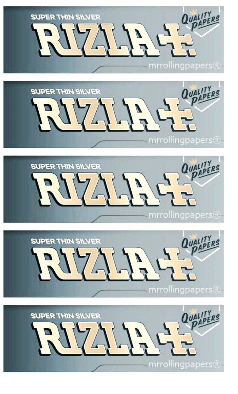5x Rizla Rolling Papers Silver Super Thin Single Wide 50 Lvs/Pk USA Shipped