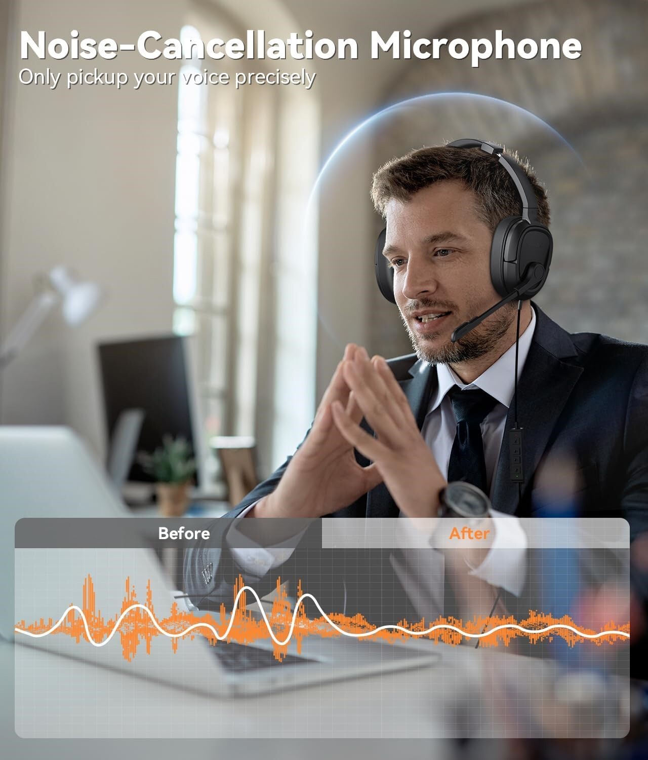 Headset with Mic, Computer Headset with Microphone, USB Headset with Microphone,
