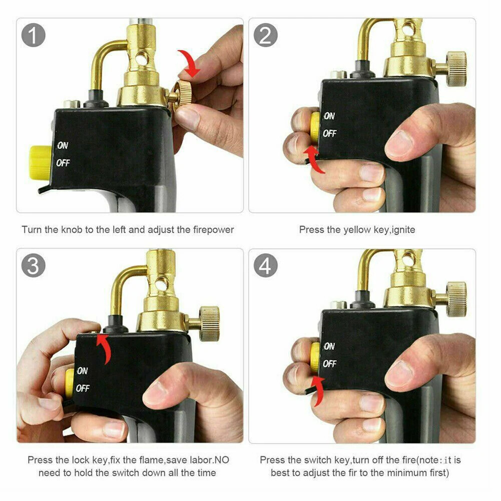 High Intensity Mapp Propane Gas Torch Brass Head Trigger Start Welding Torch Kit