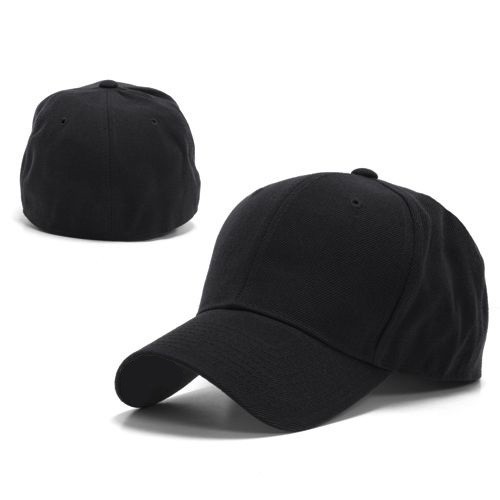 Fitted Baseball Cap – Plain Solid Blank Curved Bill Hat (8 Sizes Available)