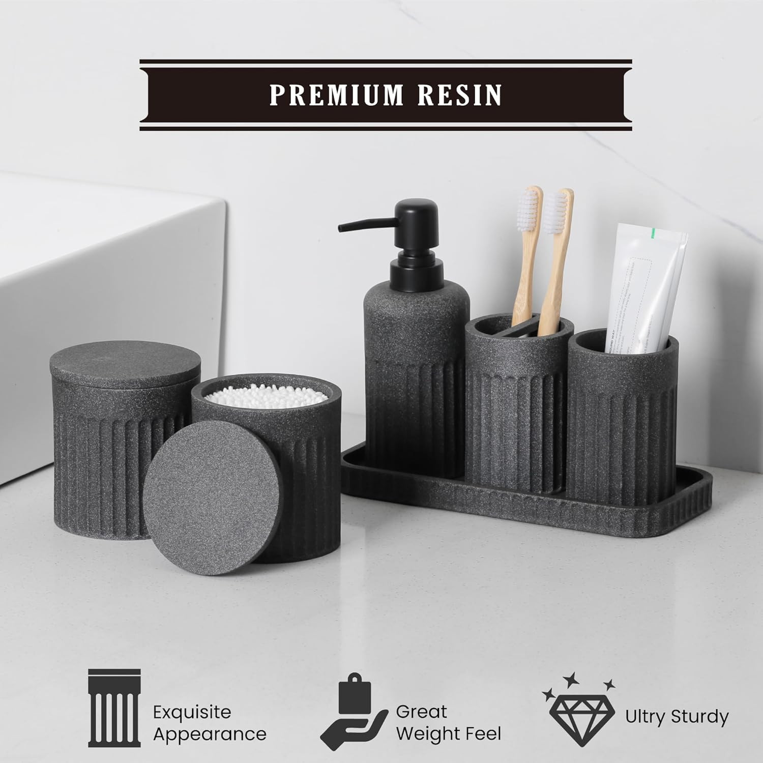 Bathroom Accessory Set - 6 Pieces Bathroom Accessories Set Complete with Soap Di