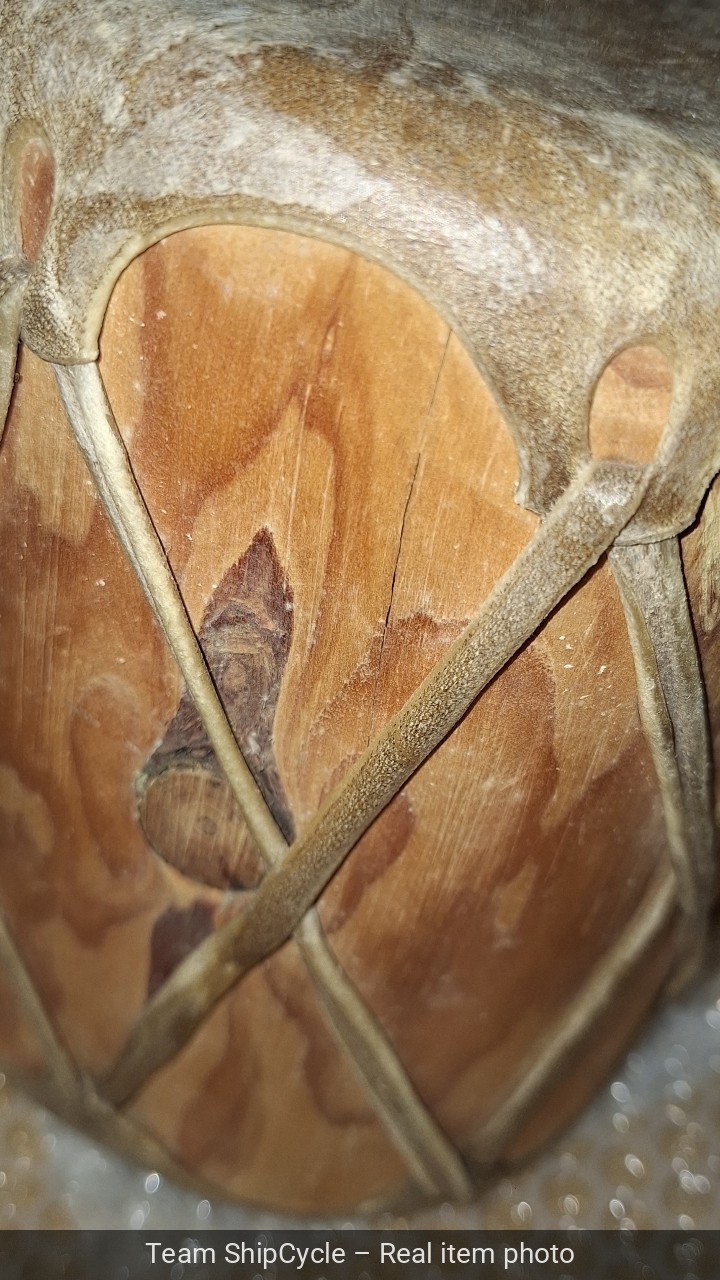 Rustic Native American Rawhide Log Drum 7 high x 5 Wide Preowned G2U