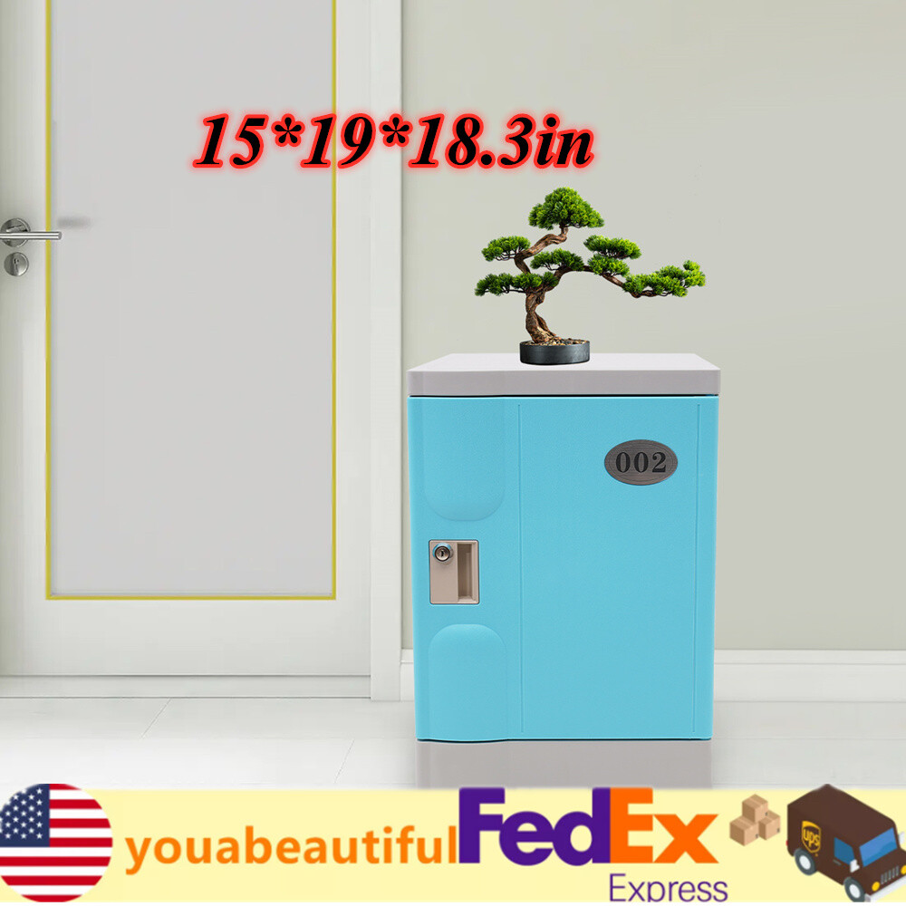 19" ABS Storage Cabinet Locker Toy Box Lockable Sports Gym Holder Case with Keys