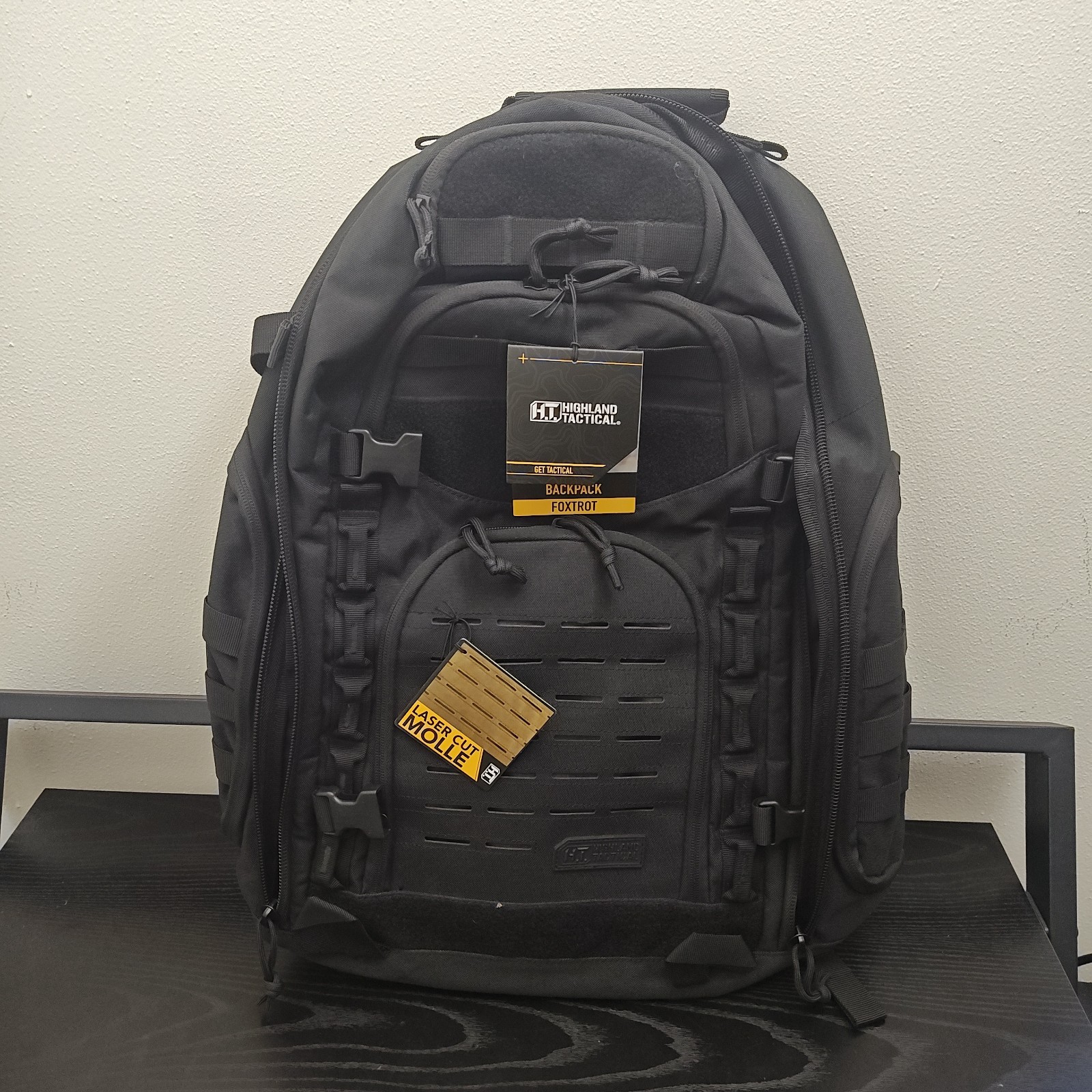 HIGHLAND TACTICAL Foxtrot Black Backpack Web Molle NWT