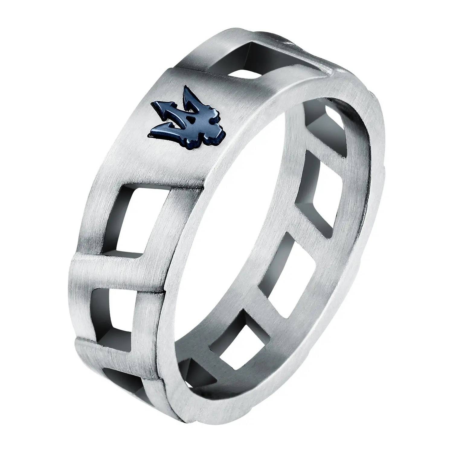 Maserati Iconic JM334AVD50 Steel Blue Logo Ring Men's 19 23 25