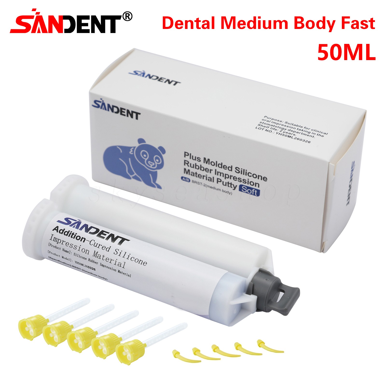 2 MEDIUM BODY Impression Material FAST SET 50ml Cartridges VPS+Mix Tips