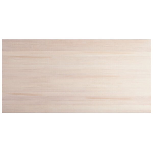 30" x 60" Rectangular Solid Wood Live Edge Restaurant Table Top in White Wood
