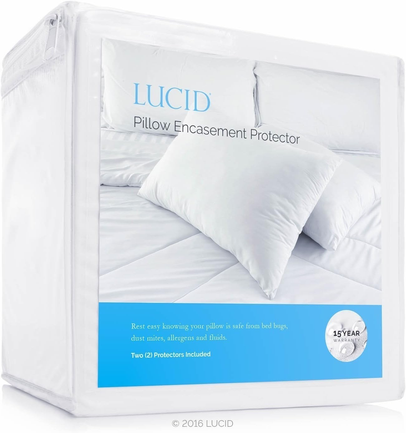 Zippered Pillow Encasement – Waterproof Standard Size Pillow Protector – Shields