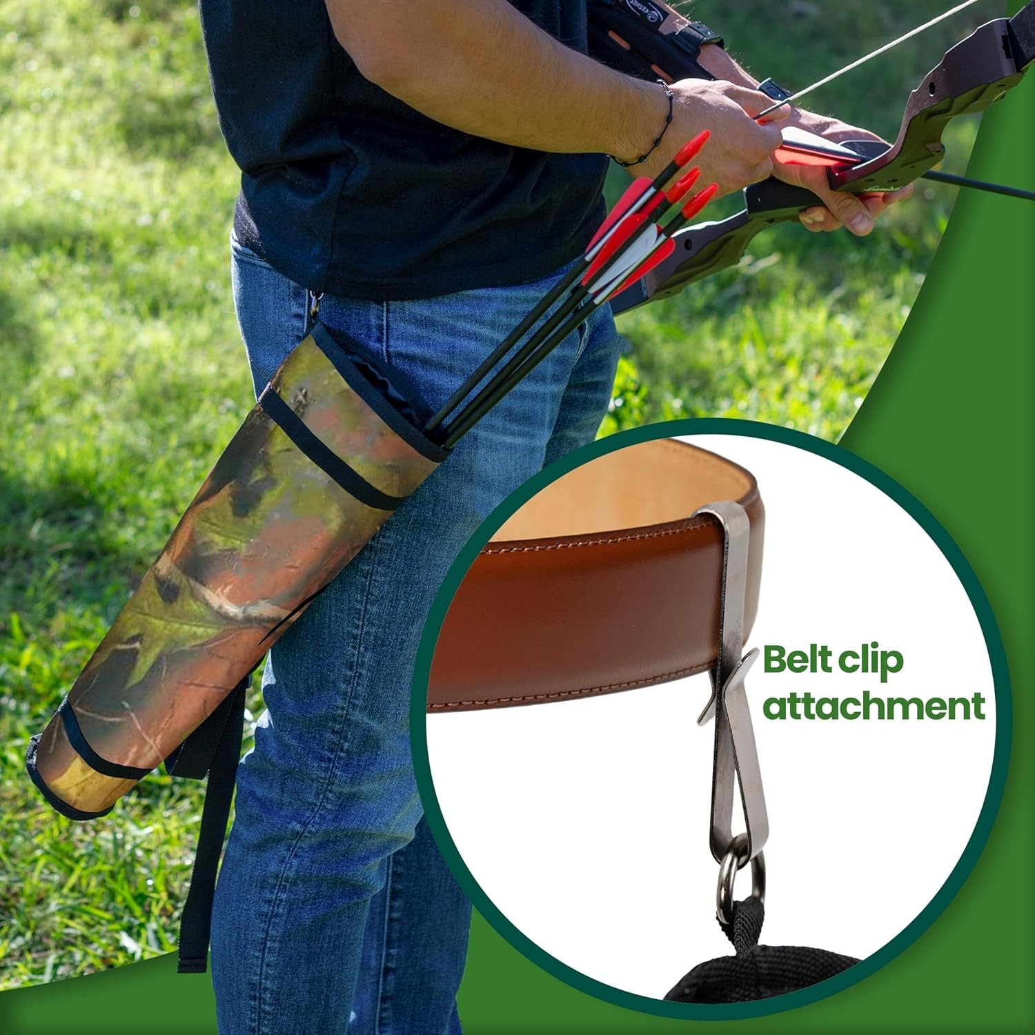 Adjustable Archery Arrow Quiver Holder - Camo Shoulder Strap