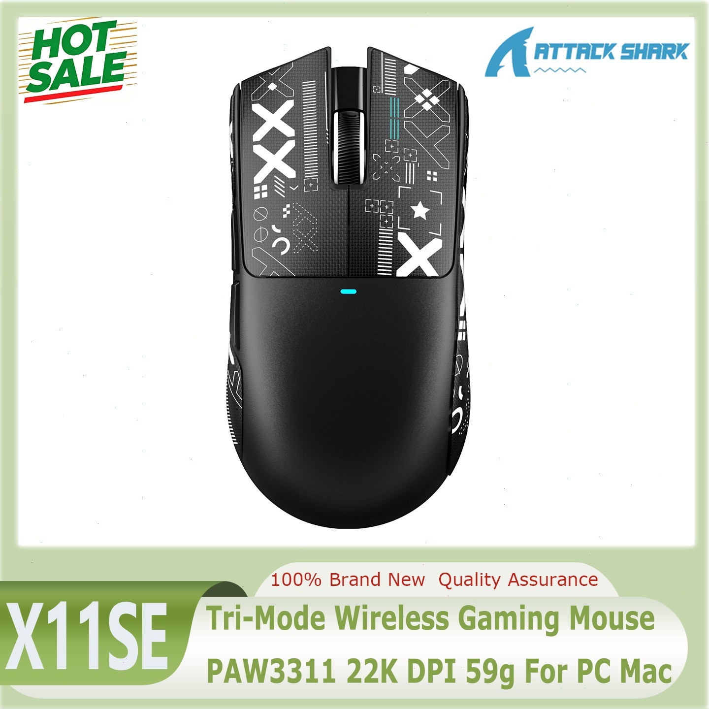 ATTACK SHARK X11SE Tri-Mode Wireless Gaming Mouse PAW3311 22K DPI 59g For PC Mac