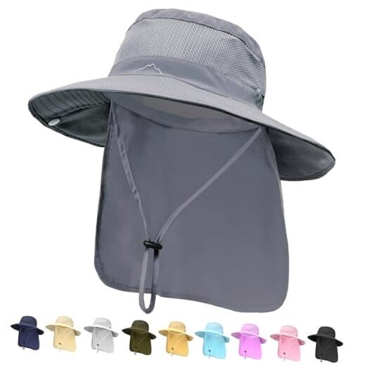 Sun Hats for Men Women Fishing Hat with Neck Flap,UPF 1 1-dark Grey(neck Flap)