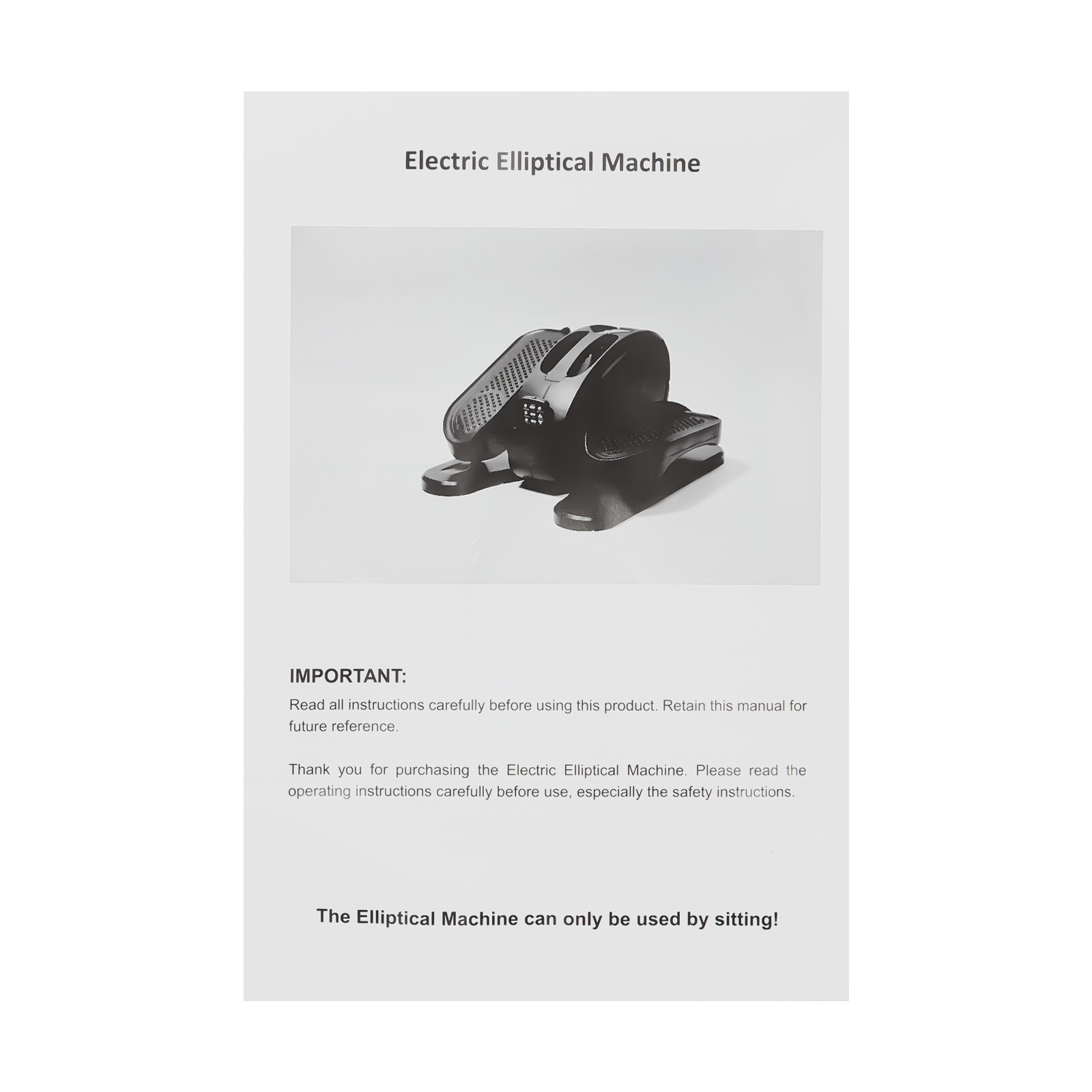 Under Desk Electric Elliptical Machine Five-speed w/LED screen & Remote Control