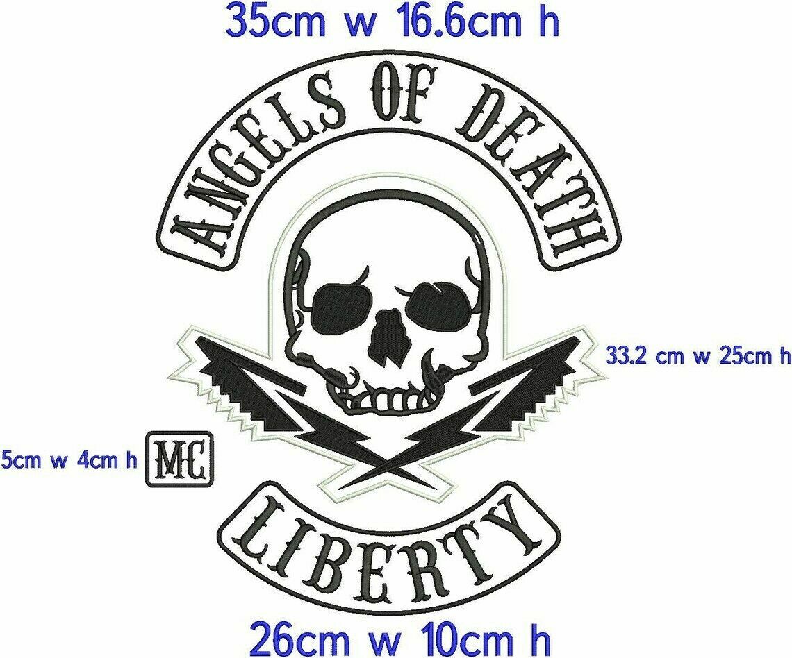 Angels of death mc 35cm iron on embroidered set