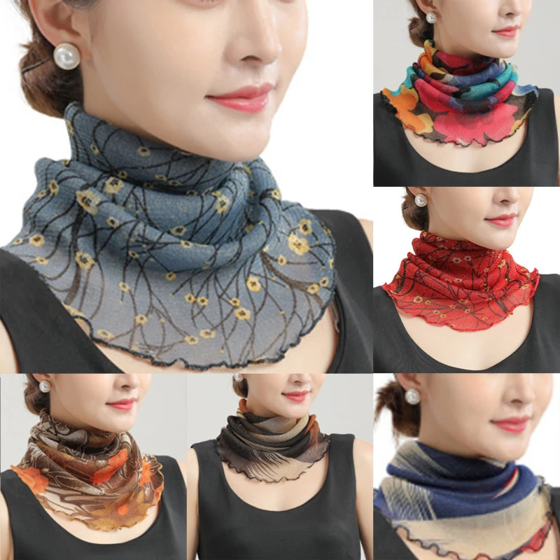 Spring Summer Chiffon Neck Collar Scarf Women Head Thin Sunscreen Variety Sma