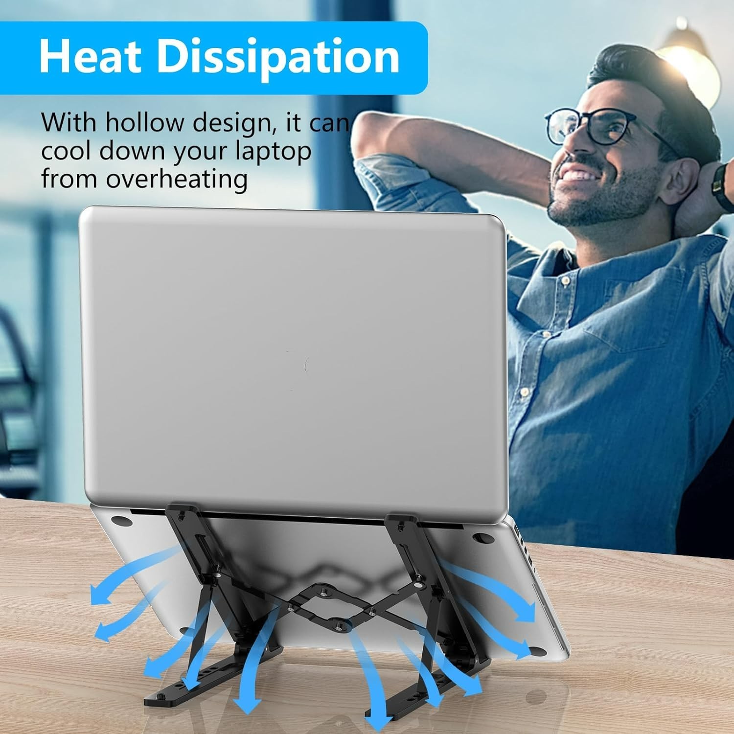 Adjustable Laptop Stand Riser Foldable Ventilated Cooling for 10-15.6'' Laptops