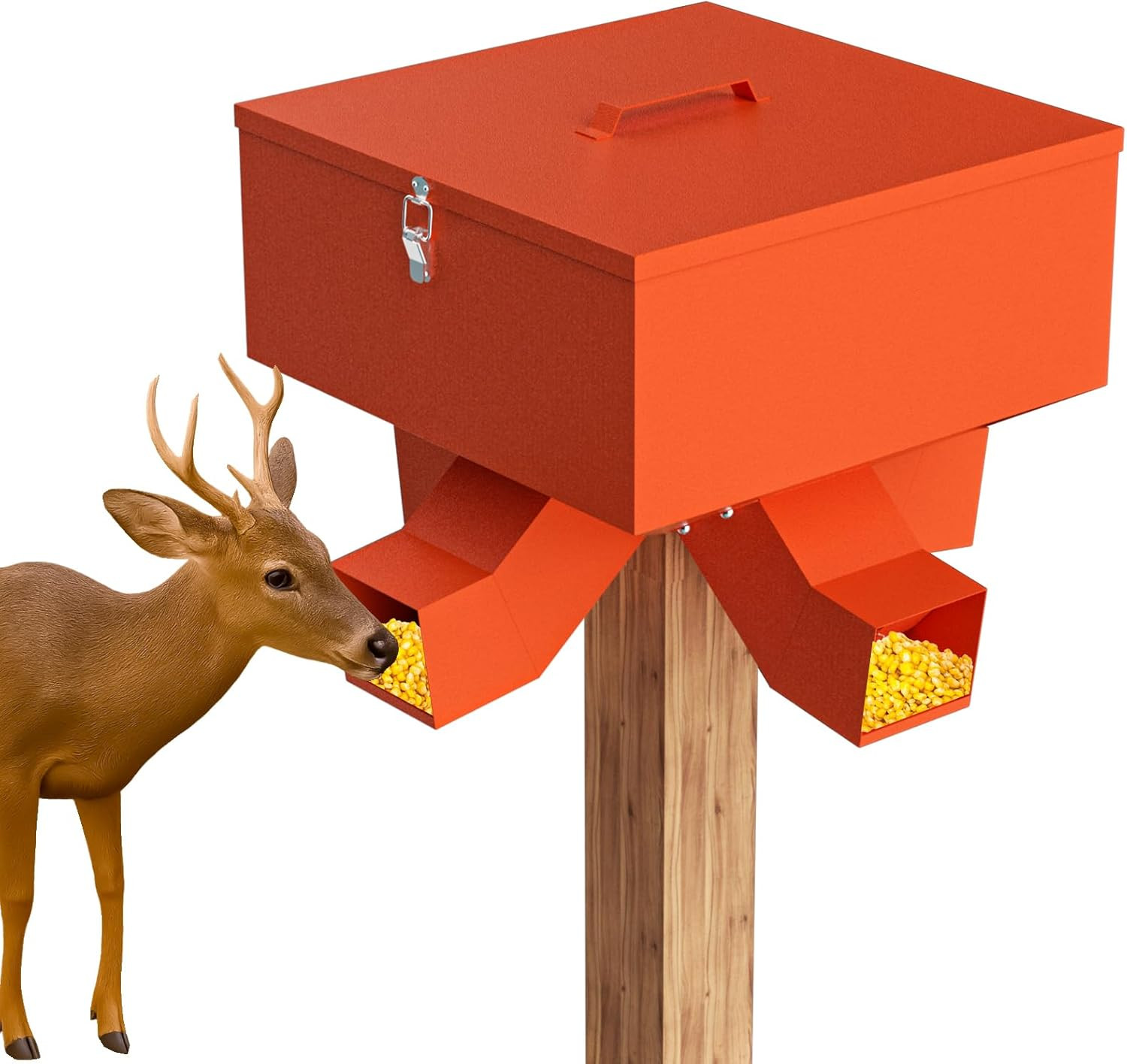 Heavy Duty 80LB Portable Gravity Deer Feeder with 4 Weatherproof Ports