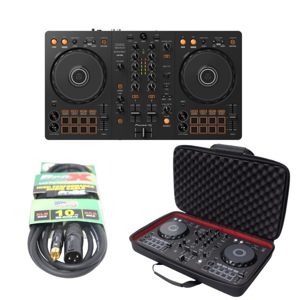 Pioneer DJ DDJ-FLX4 2-Channel DJ Controller Rekordbox & Serato DJ Lite W Case