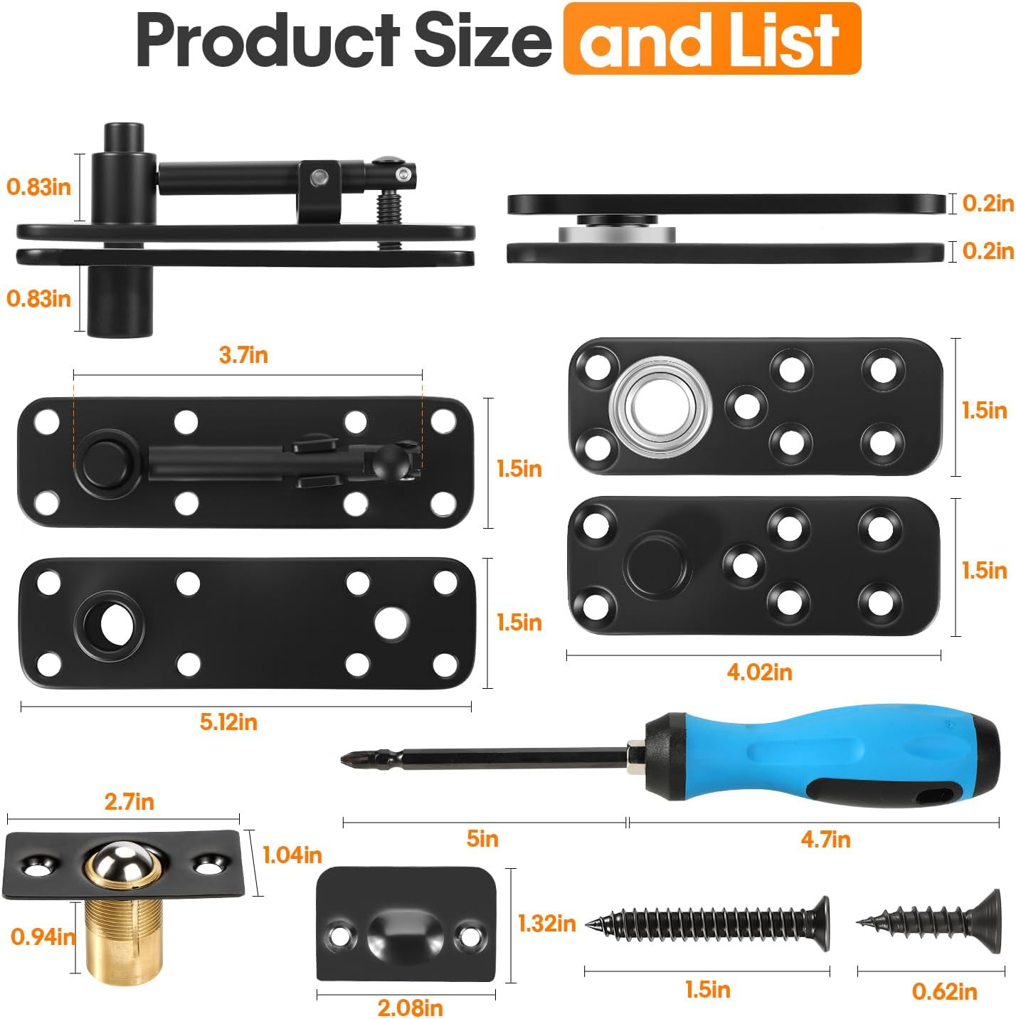 Murphy Door Pivot Hinge Kit Hidden Door Hinge Hardware Kit 570 Lbs Load-Bea