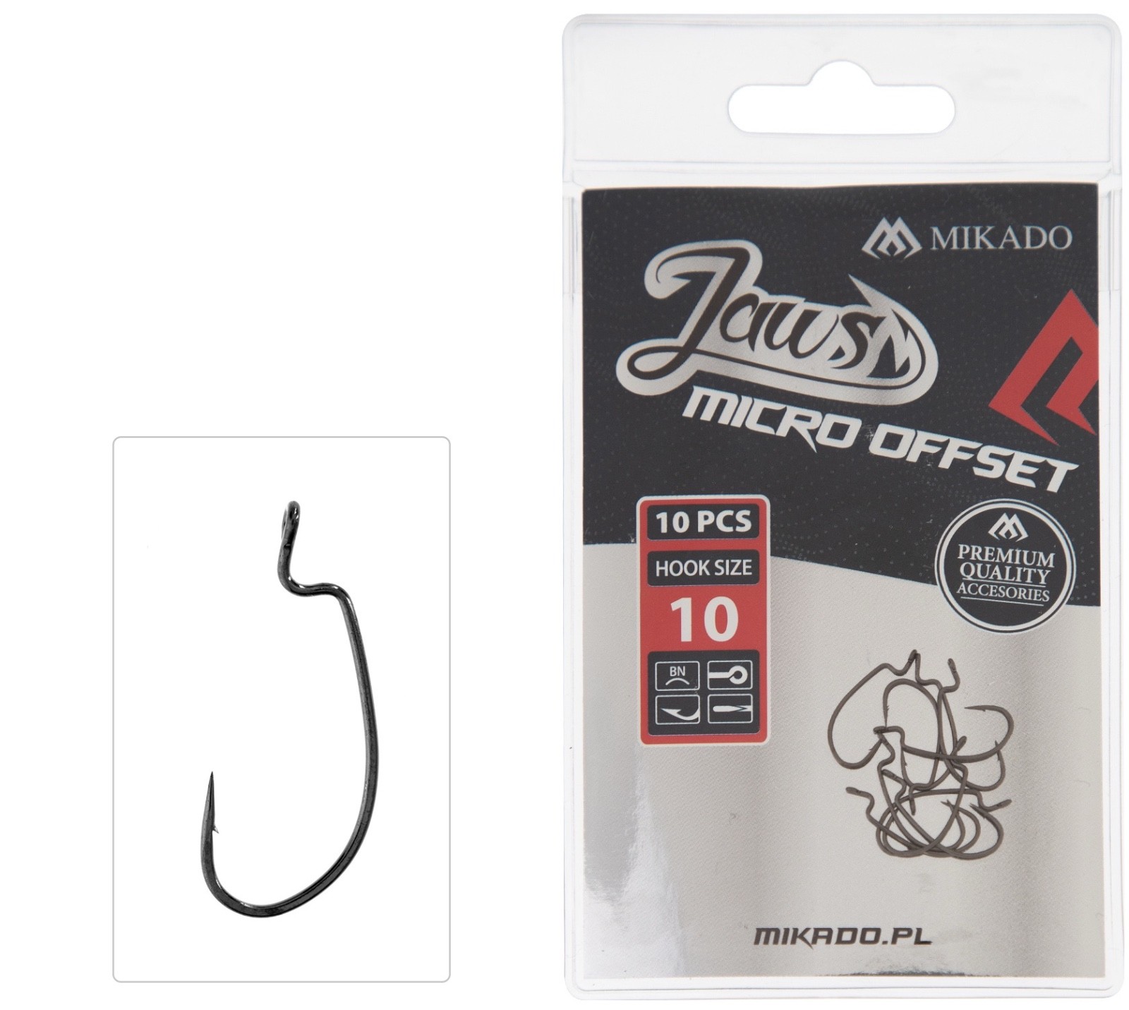 Mikado Jaws Micro Offset Jig Lure Fishing Hook - Barbed - 10 Pack - All Sizes