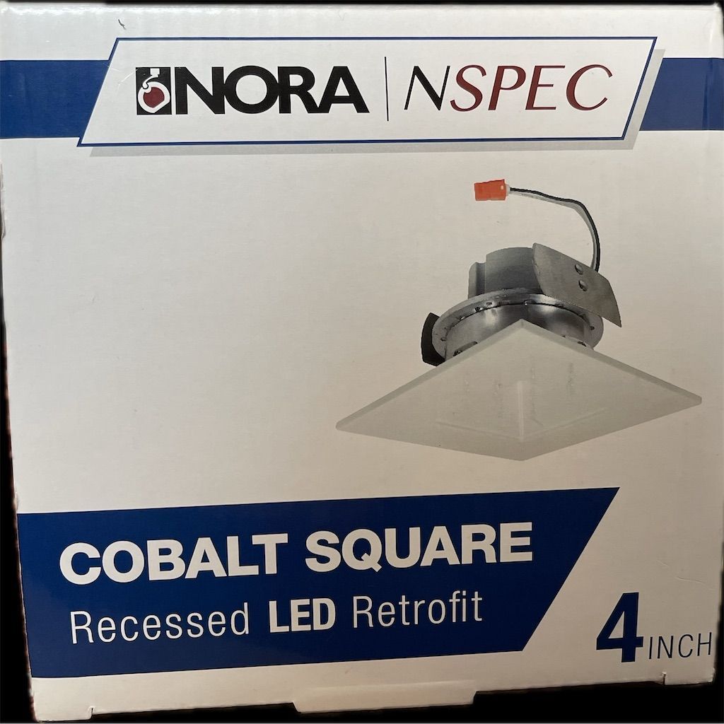 Nora 4" Cobalt Square LED Recessed Retrofit Light White Indoor, new