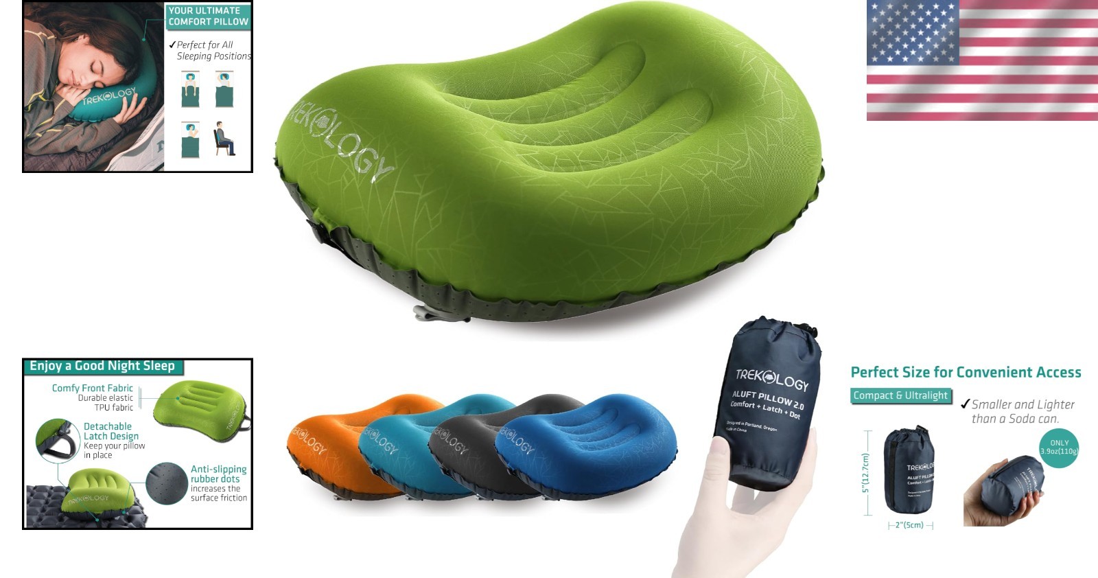 Compact ALUFT 2.0 Inflatable Pillow - Perfect for Camping and Backpacking