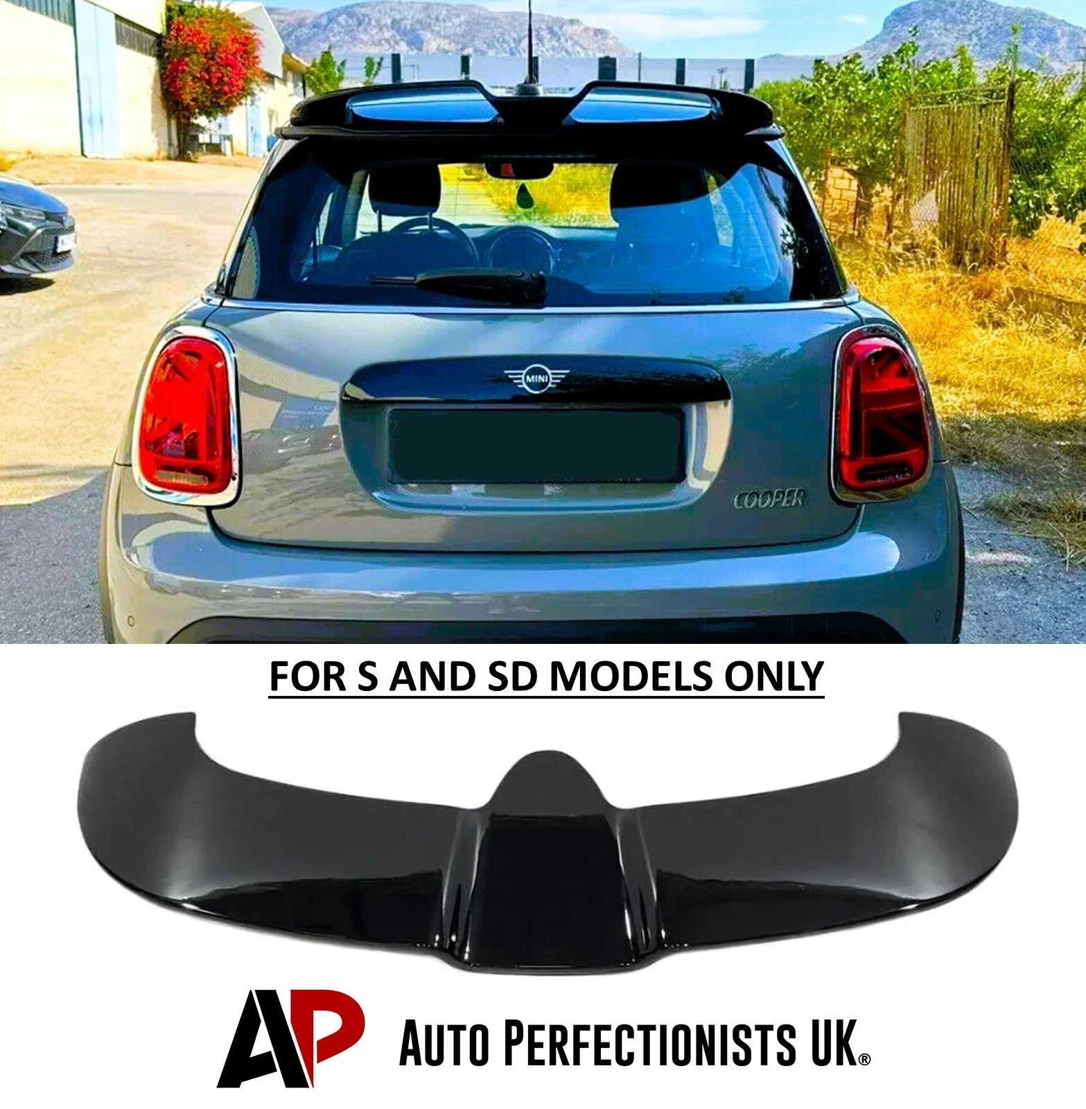 For Mini Cooper S F55 F56 JCW Style Gloss Black Rear Roof Spoiler Wing 2013-18