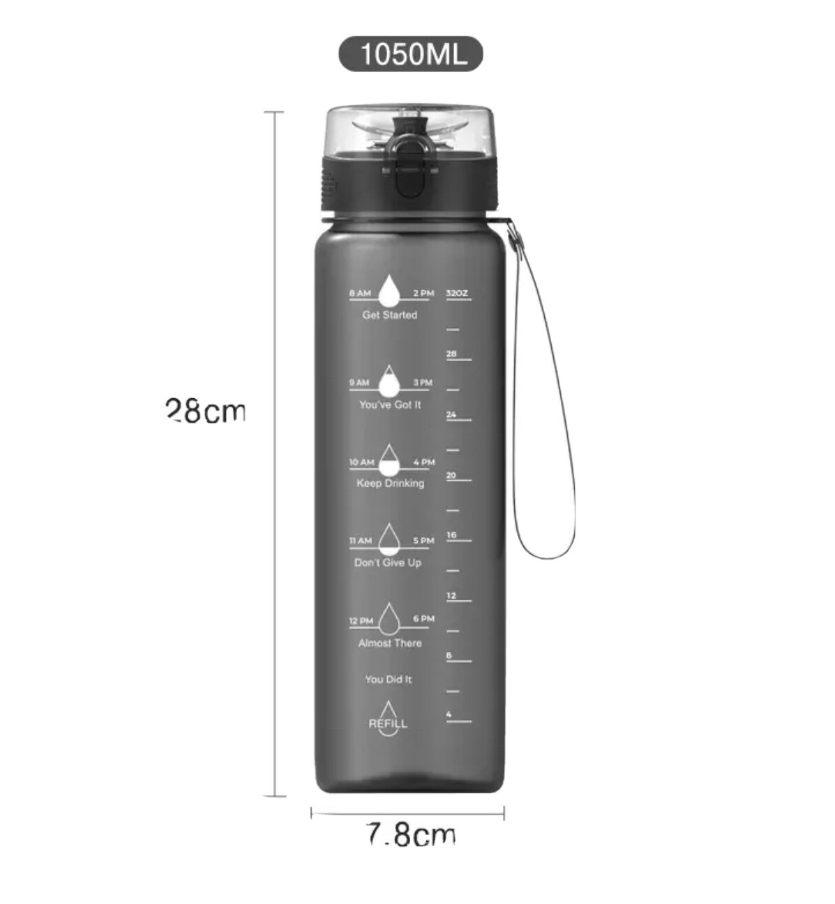 32oz Water Bottle With Time Marker( 2 Bottles)
