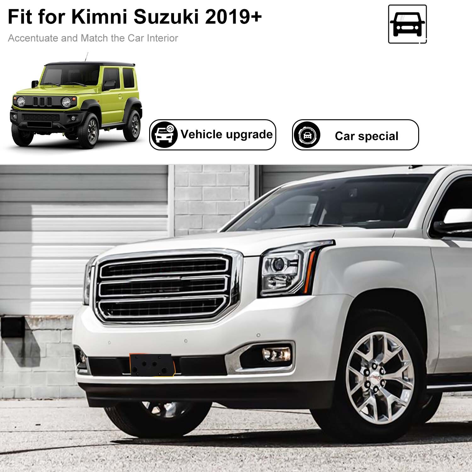Black Front License Plate Frame Bracket Holder Accessories For 2015-20 GMC Yukon
