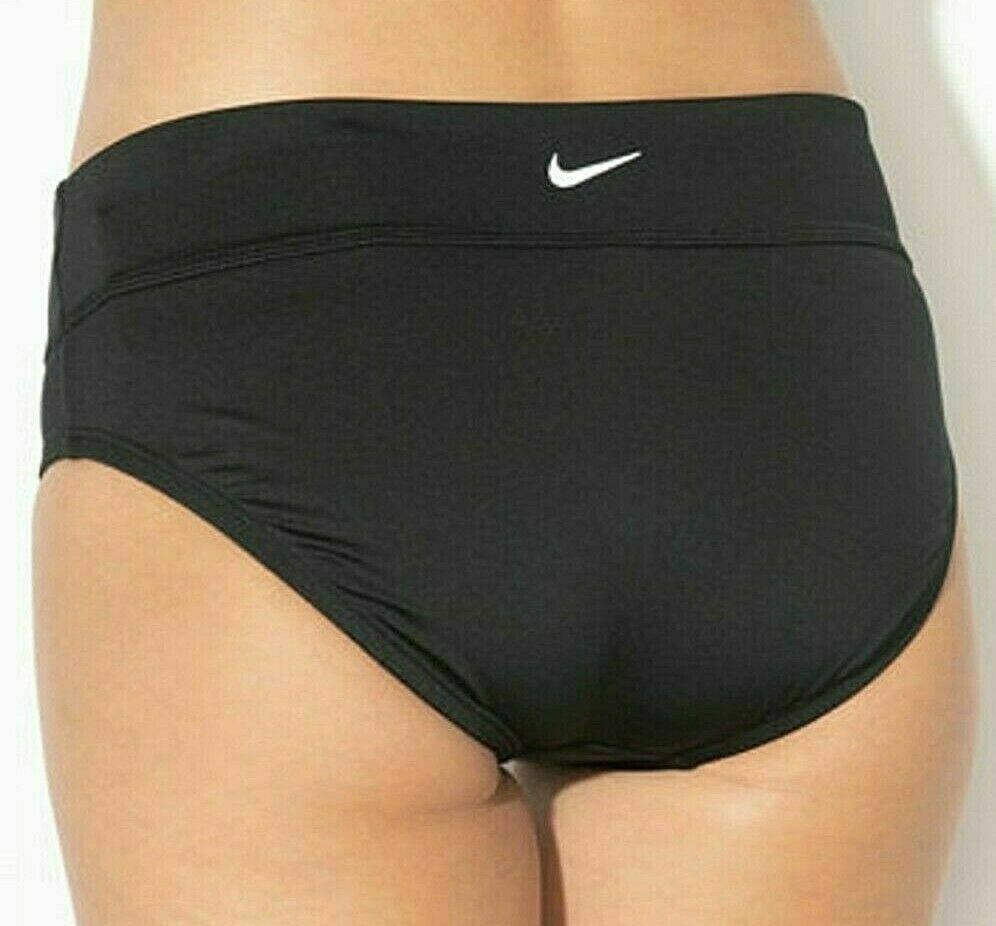 Nike Full Bottom Swimsuit Swimwear Swim Hipster Bikini Lined Beachwear, Black