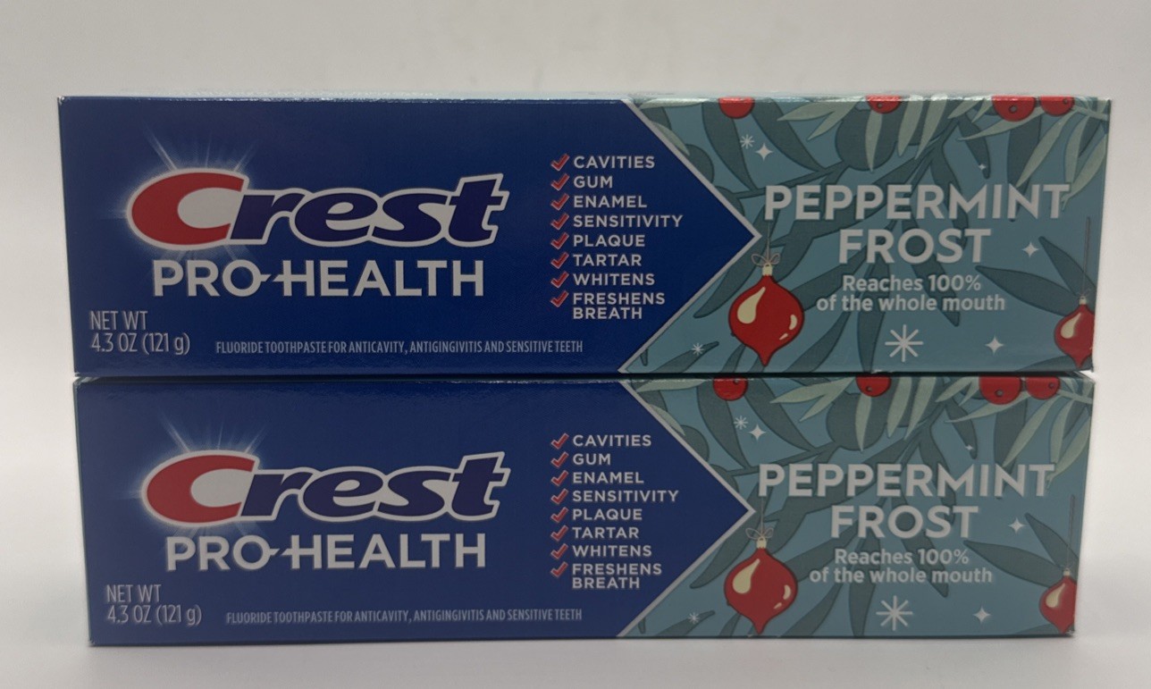 2 Crest Pro Health PEPPERMINT FROST Toothpaste 4.3oz Tubes Ltd Ed Flavor New!