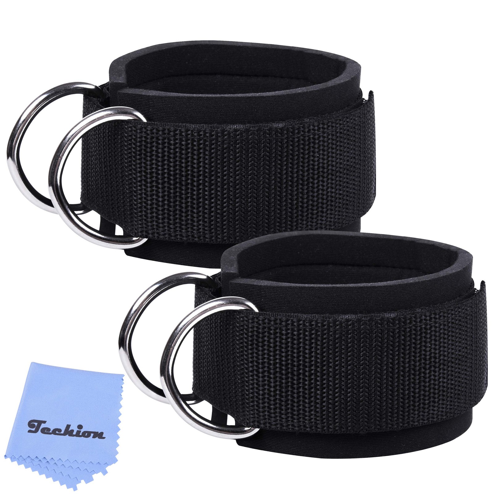 Fitness Ankle Straps for Cable Machines  Adjustable Neoprene, Double DRing