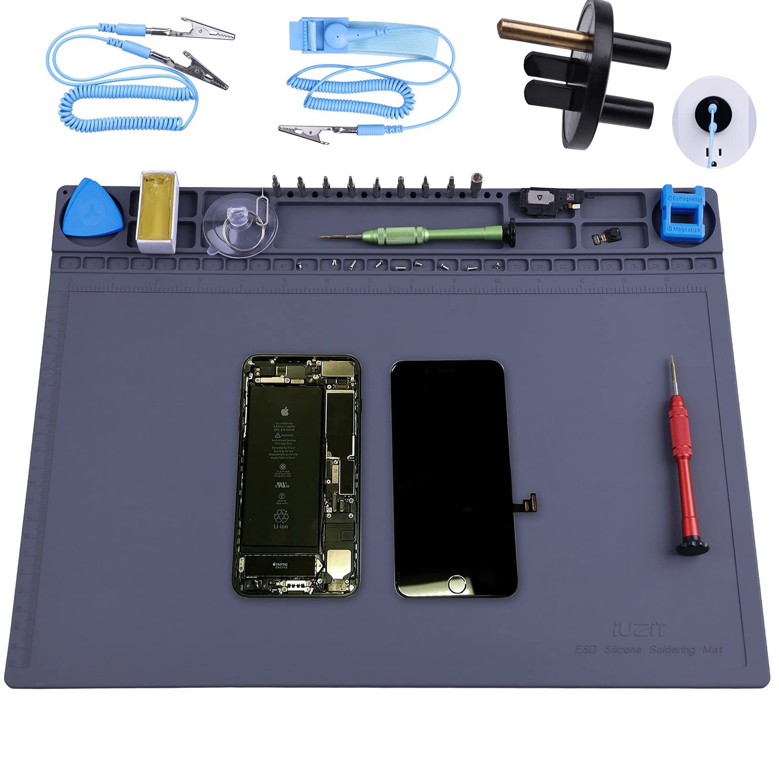 Anti Static Mat for PC Building, Computer Electronics Repair, IUZIT Heat Grey