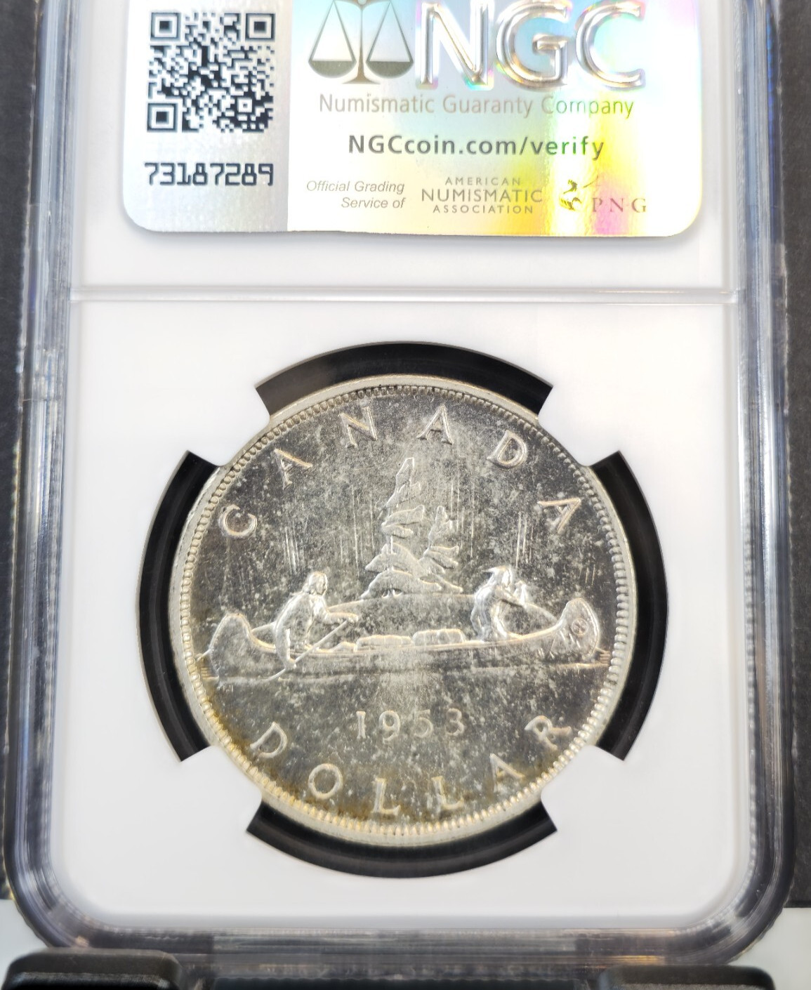 1953 CANADA SILVER 1 DOLLAR ELIZABETH II SHOULDER FOLD NGC MS 62 BEAUTIFUL COIN