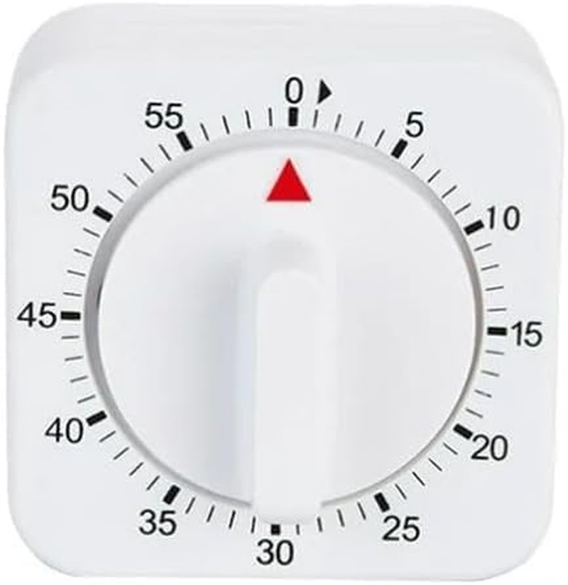 White Timer Clock Square 60-Minute Mechanical Kitchen Wind up Timer Visual