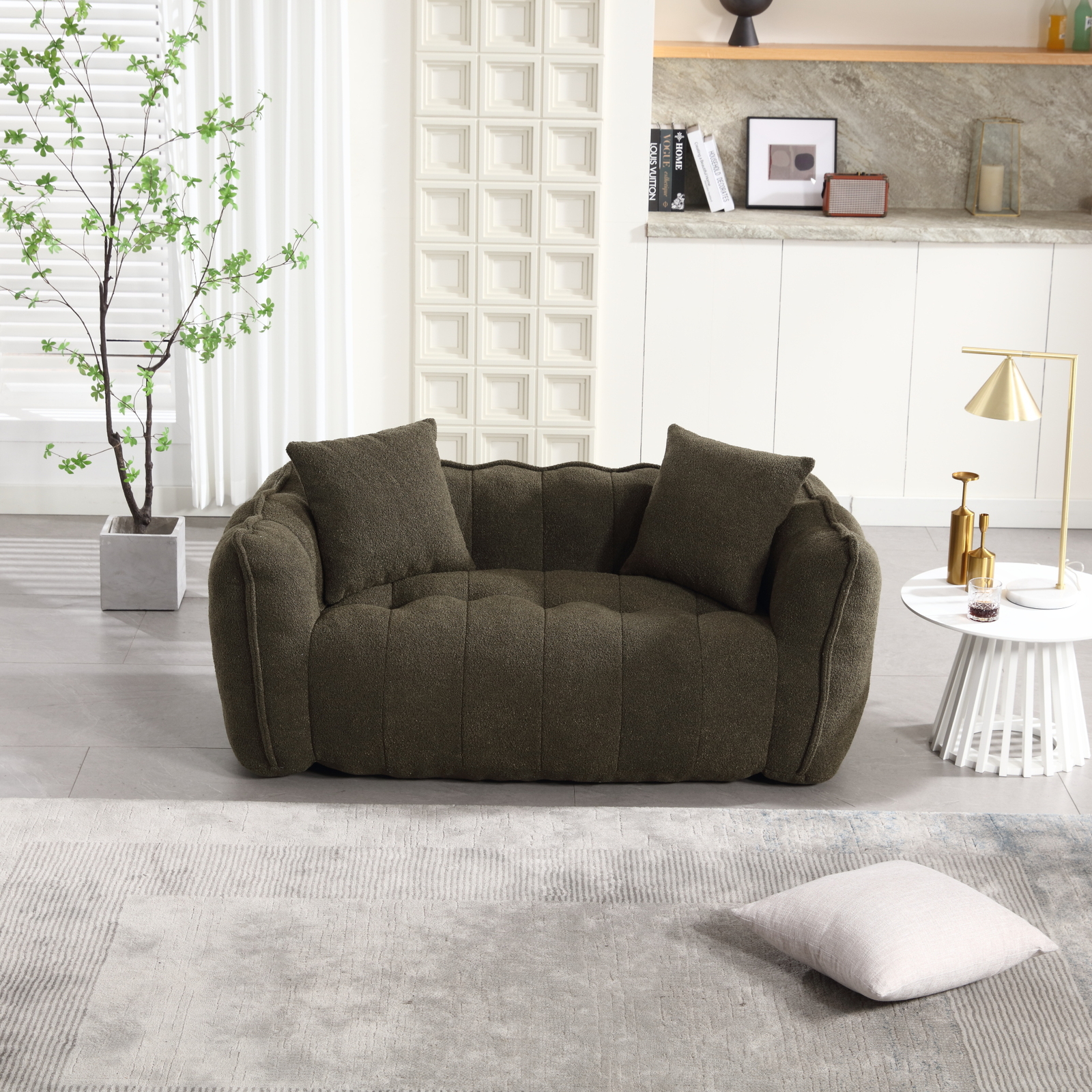 Bean Bag Sofa with high resilience foam core BeanBag Chair 2 people Olive+Green