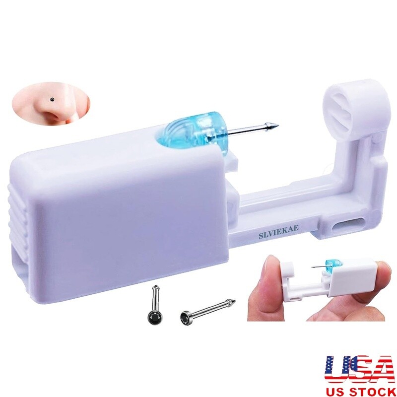 Nose Piercing Kit Self Piercing Gun Tool W/ Nose Stud & Cleaning Tablets New