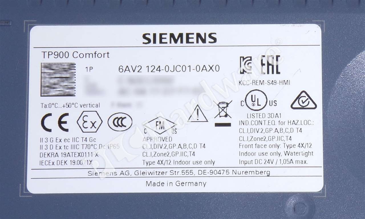 Siemens 6AV2124-0JC01-0AX0 6AV2 124-0JC01-0AX0 SIMATIC TP900 Interface Terminal