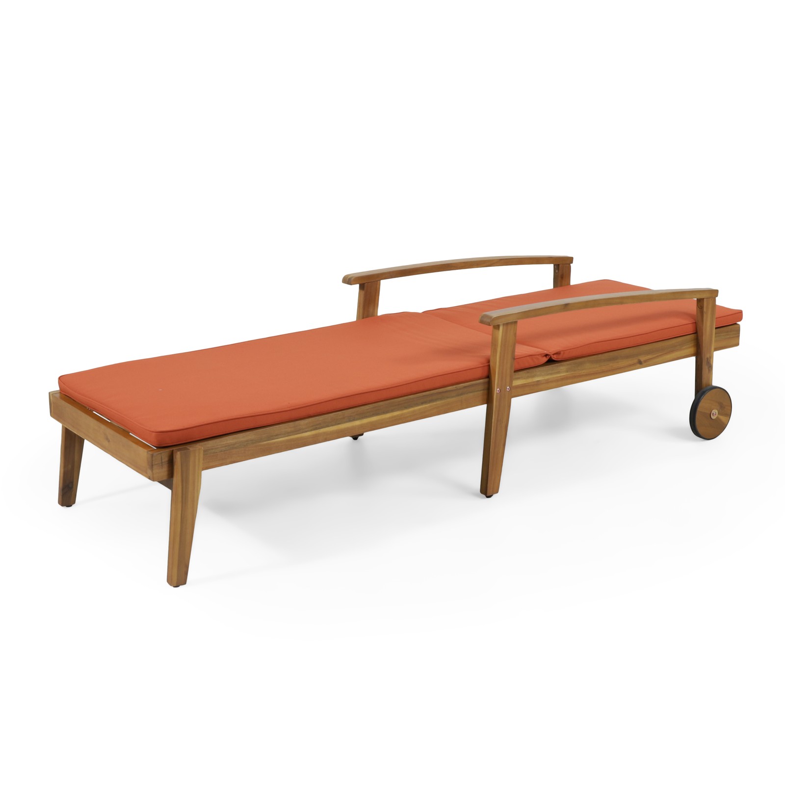 Chaise Lounge Chair w/ Adjustable Recliner & Water-Resistant Orange Cushions